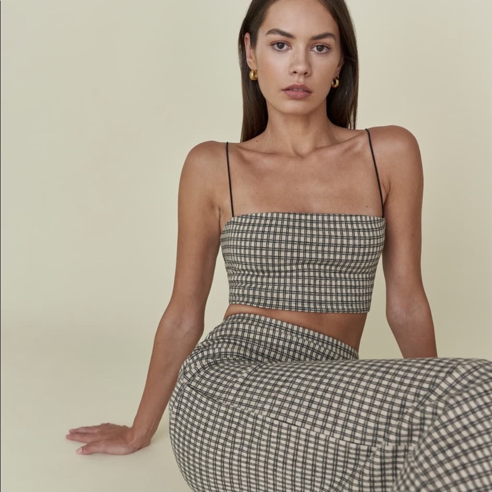 Reformation Callista Two Piece in Beige Check